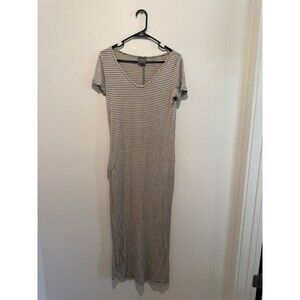 Olivia Rae New York Short Sleeve V Neck Striped Maxi Dress S